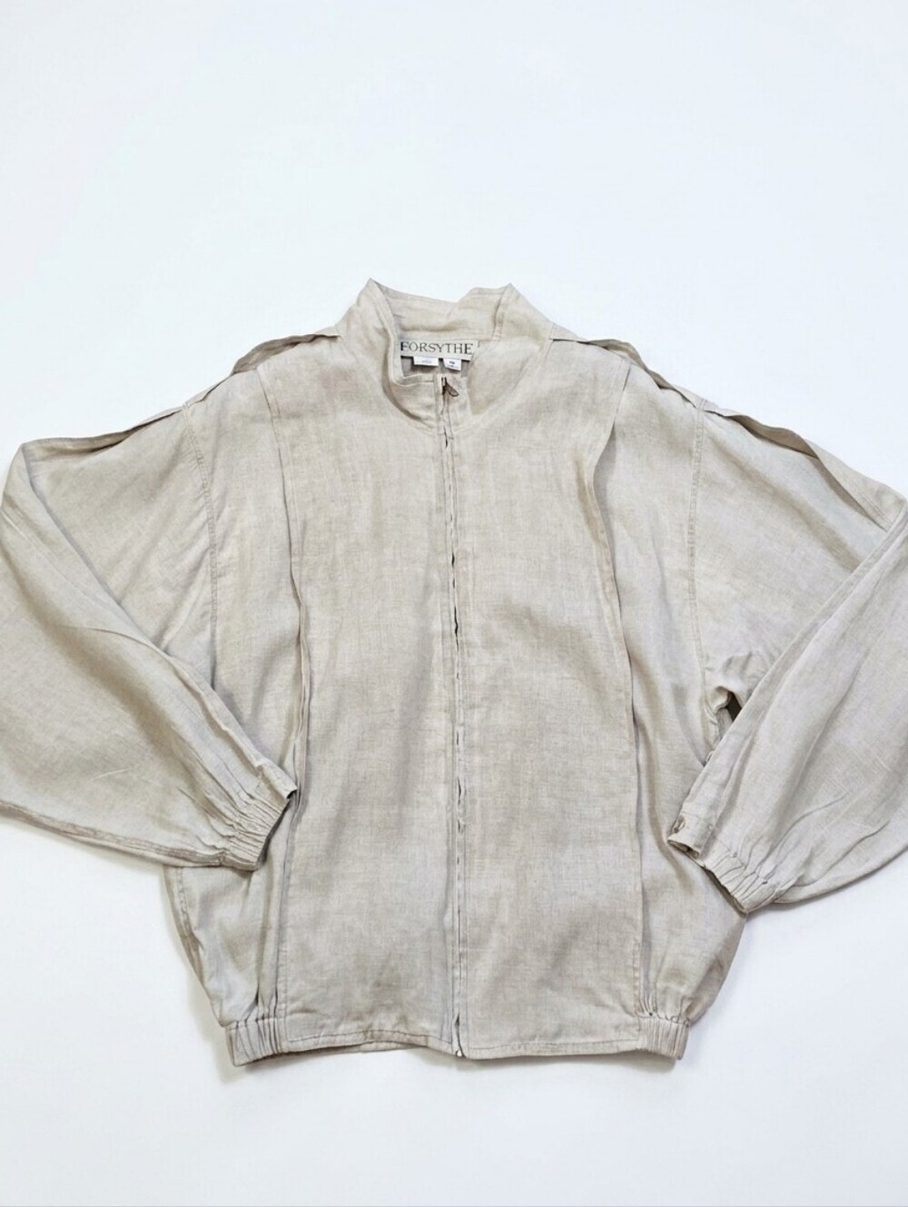 Vintage Roger Forsythe 100% Linen Bomber Lightweight Full Zip Jacket Sz.S - Picture 2 of 13